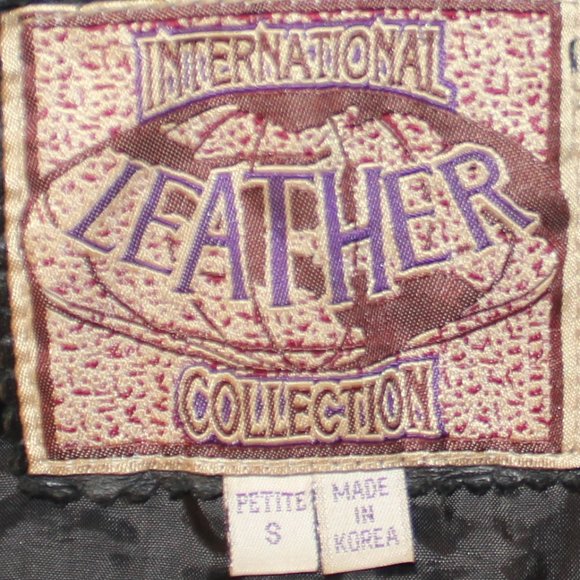 π€ VINTAGE Genuine Leather Coat Black Womens Petite Small - Picture 6 of 15